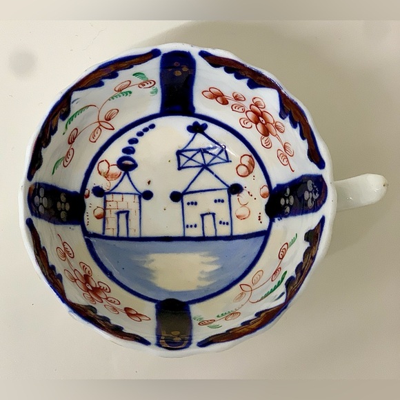 19th Century Antique Gaudy Welsh Village Pattern Hand Painted Luster Teacup Rare - Picture 6 of 16